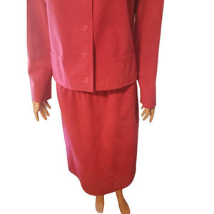 POSH ULTRA SUEDE Women 2PC Hot Pink Suede Lined Skirt Suit Size 16